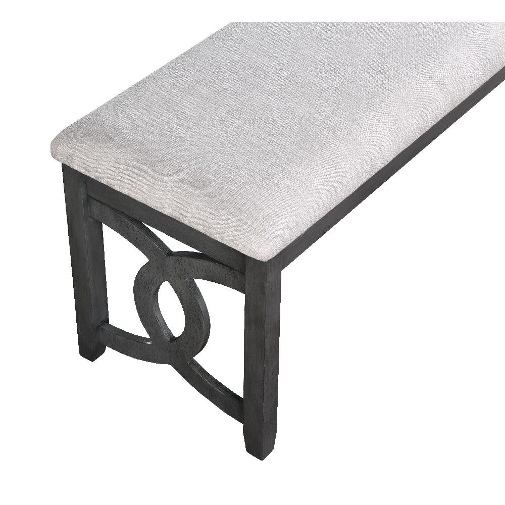 Benjara Gary 46 Inch Wood Bench, Fabric Seat, Ebony Brown