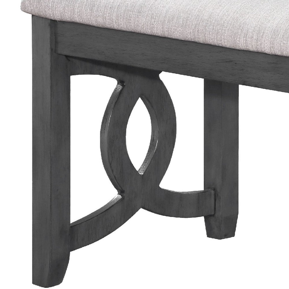 Benjara Gary 46 Inch Wood Bench, Fabric Seat, Ebony Brown