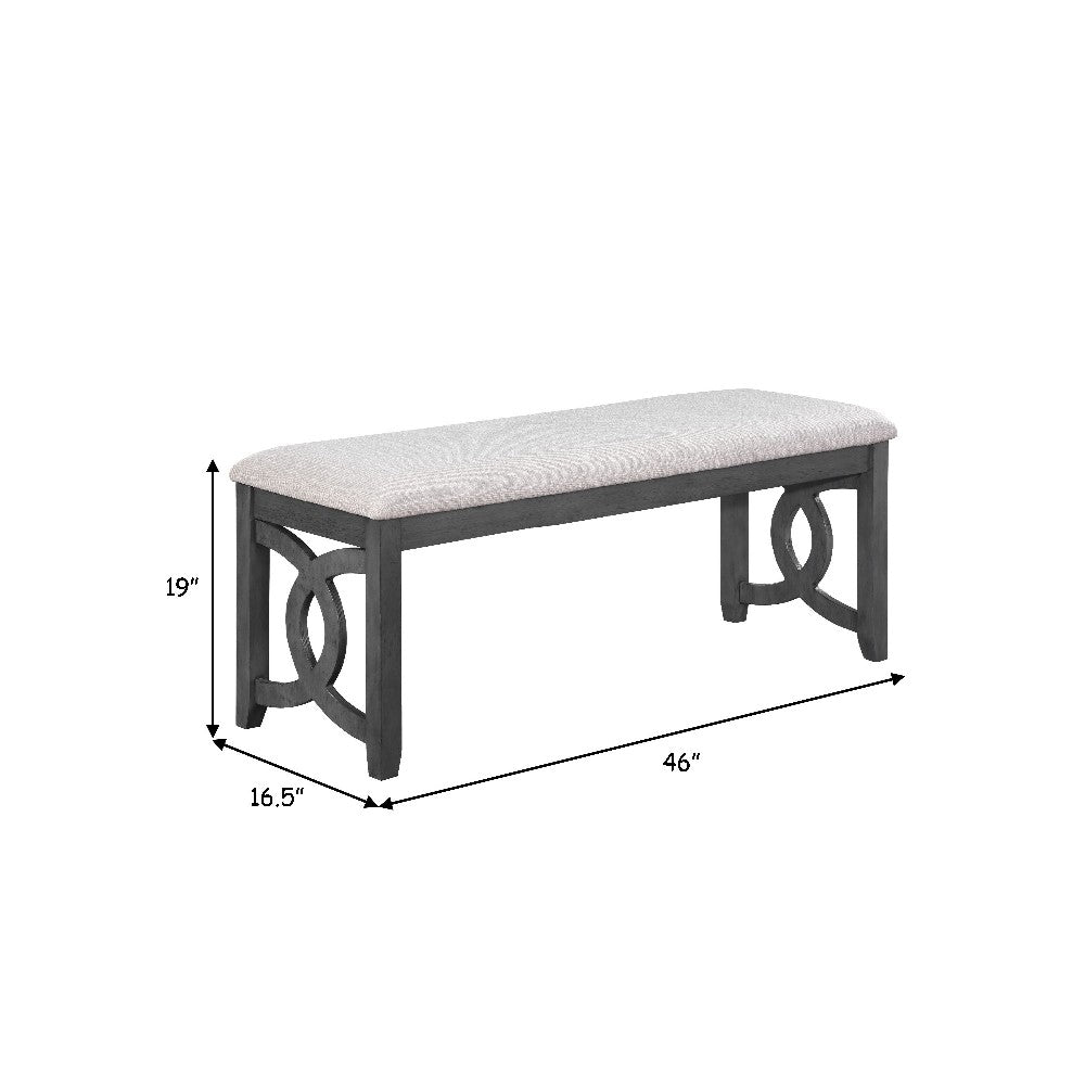 Benjara Gary 46 Inch Wood Bench, Fabric Seat, Ebony Brown