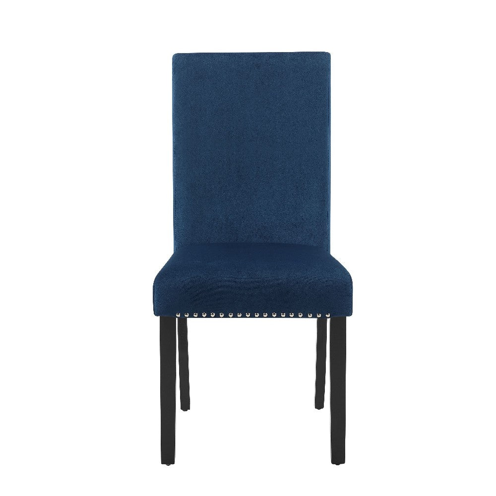 Benjara Kate 38 Inch Velvet Upholstered Wood Dining Chair, Set of 2, Blue