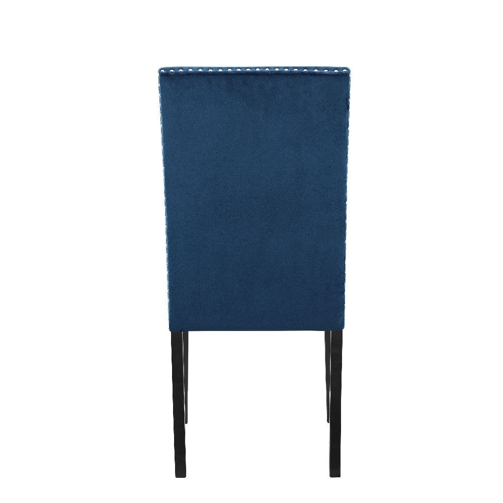 Benjara Kate 38 Inch Velvet Upholstered Wood Dining Chair, Set of 2, Blue