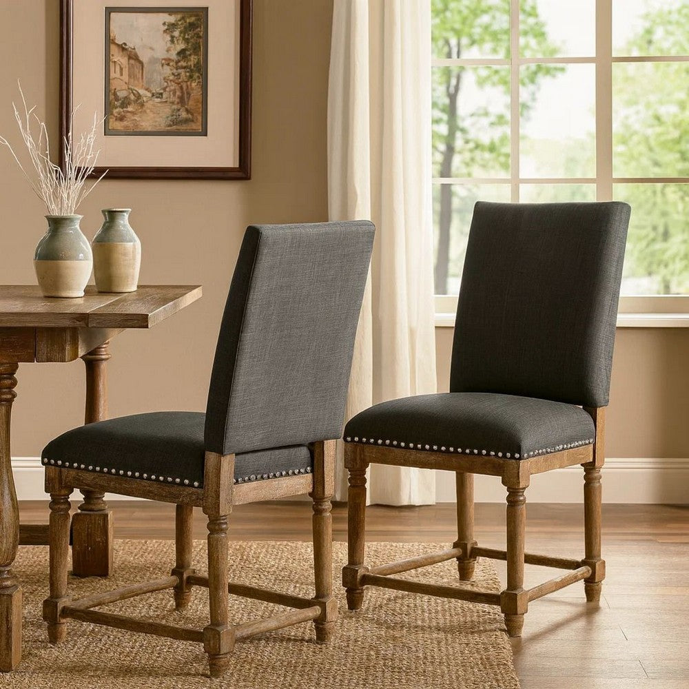 Benjara Kate 40 Inch Wooden Counter Height Chair with Velvet Seat, Set of 2, Black