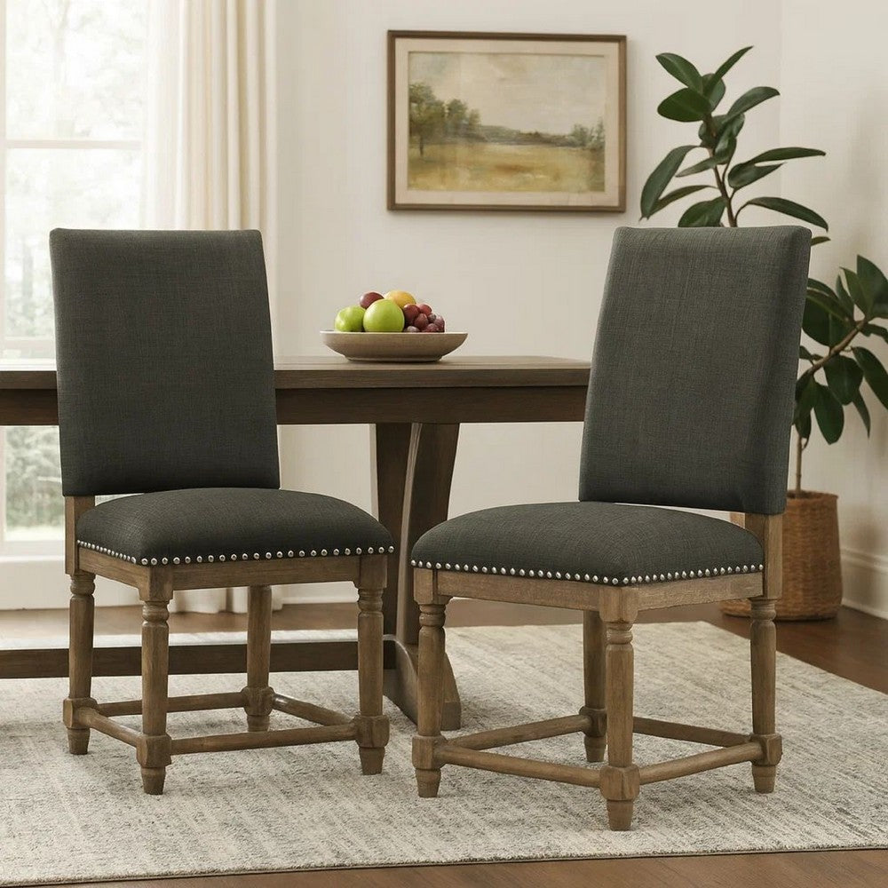Benjara Kate 40 Inch Wooden Counter Height Chair with Velvet Seat, Set of 2, Black