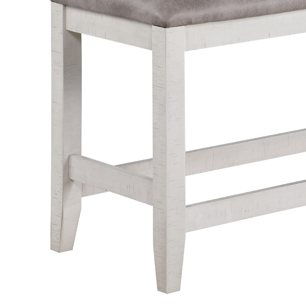 Benjara Jay 54 Inch Fabric Upholstered Counter Height Bench, White