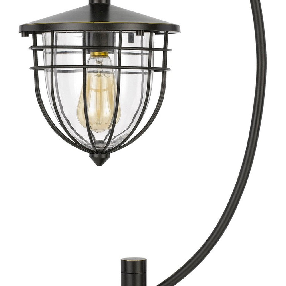 Benjara 30 Inch Metal Downbridge Lantern Table Lamp, Bronze Black