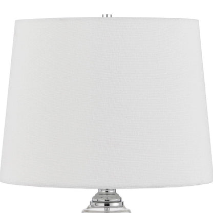 Benjara 23 Inch Hourglass Ribbed Glass Base Table Lamp, Dimmer, Clear