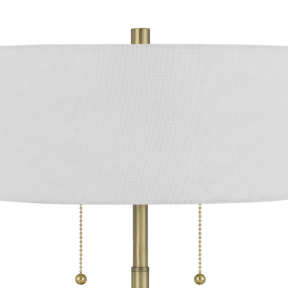Benjara 20 Inch Metal Table Lamp with Pull Chain Switch, Brass