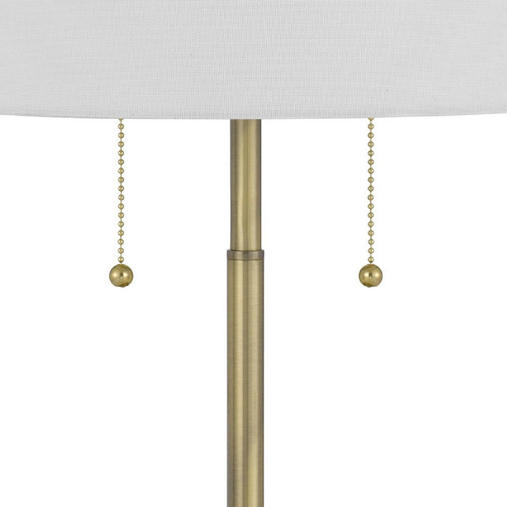 Benjara 20 Inch Metal Table Lamp with Pull Chain Switch, Brass