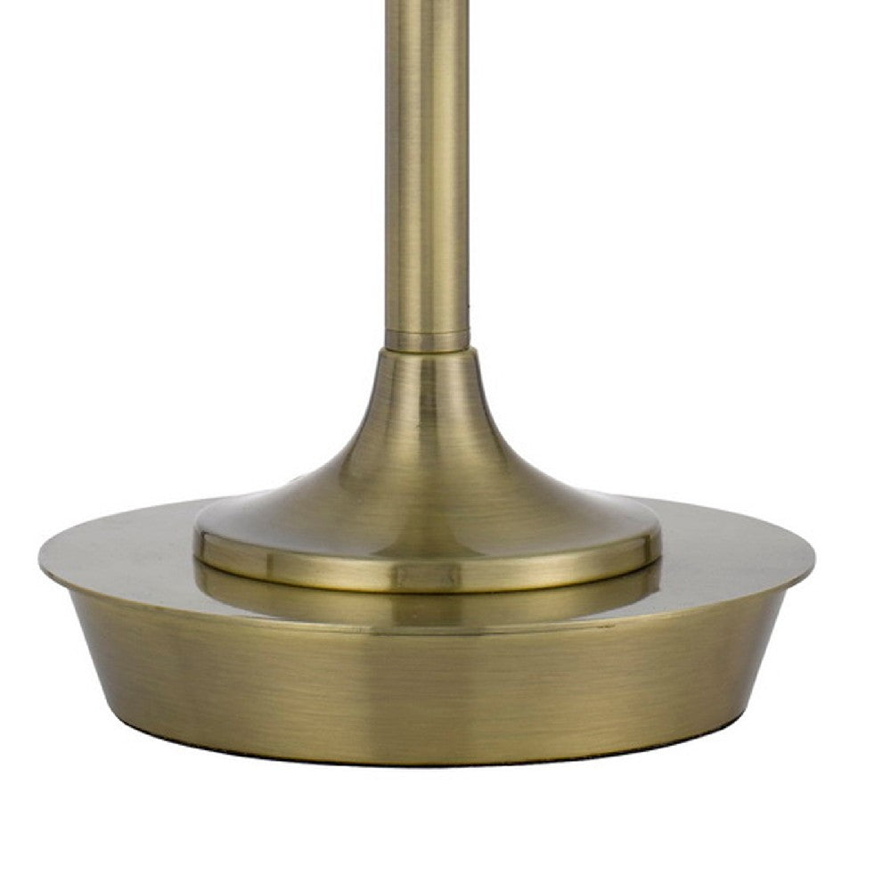 Benjara 20 Inch Metal Table Lamp with Pull Chain Switch, Brass