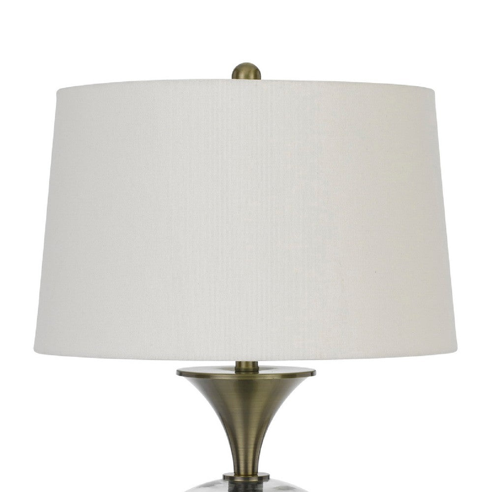 Benjara 46 Inch Metal And Glass Globe Table Lamp, Dimmer, Brass Finish