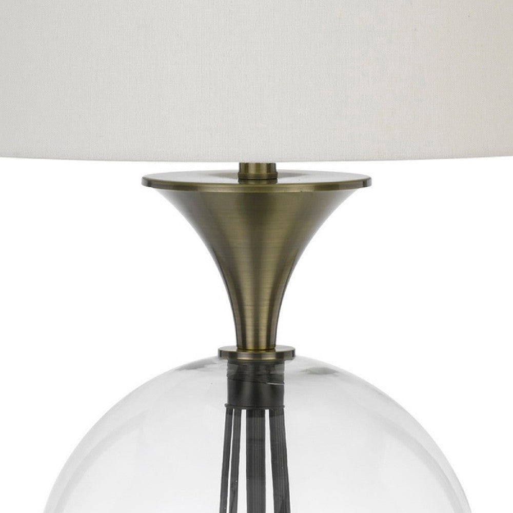 Benjara 46 Inch Metal And Glass Globe Table Lamp, Dimmer, Brass Finish