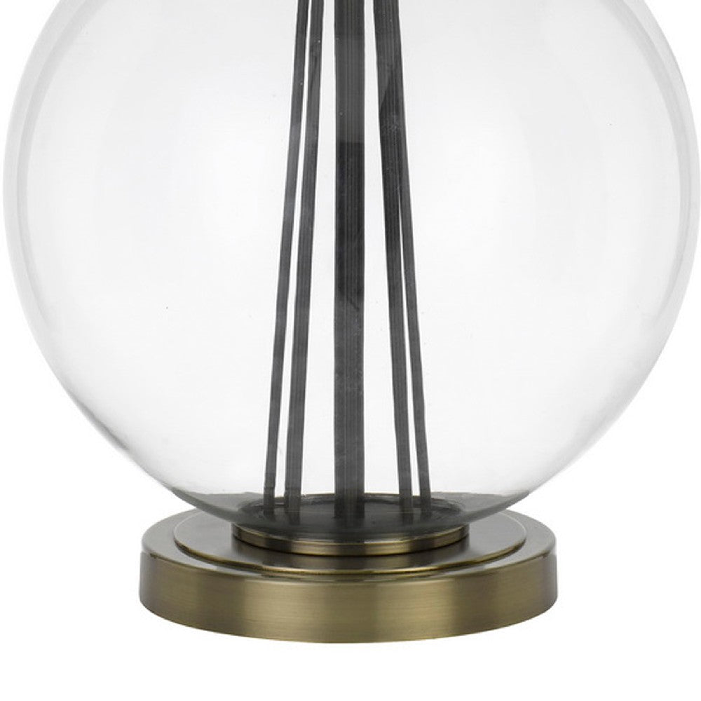 Benjara 46 Inch Metal And Glass Globe Table Lamp, Dimmer, Brass Finish