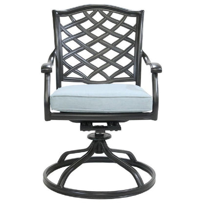 Benjara Wynn Outdoor Metal Dining Swivel Chair, Set of 2, Light Blue