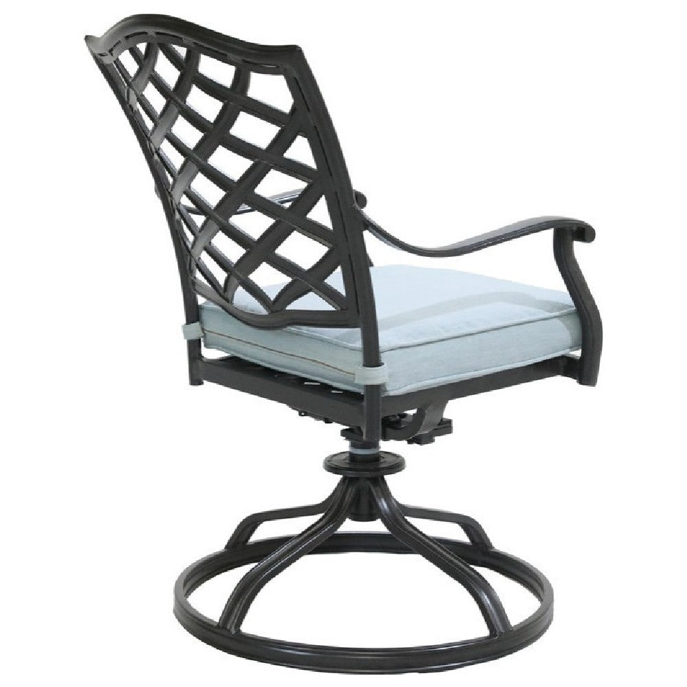 Benjara Wynn Outdoor Metal Dining Swivel Chair, Set of 2, Light Blue