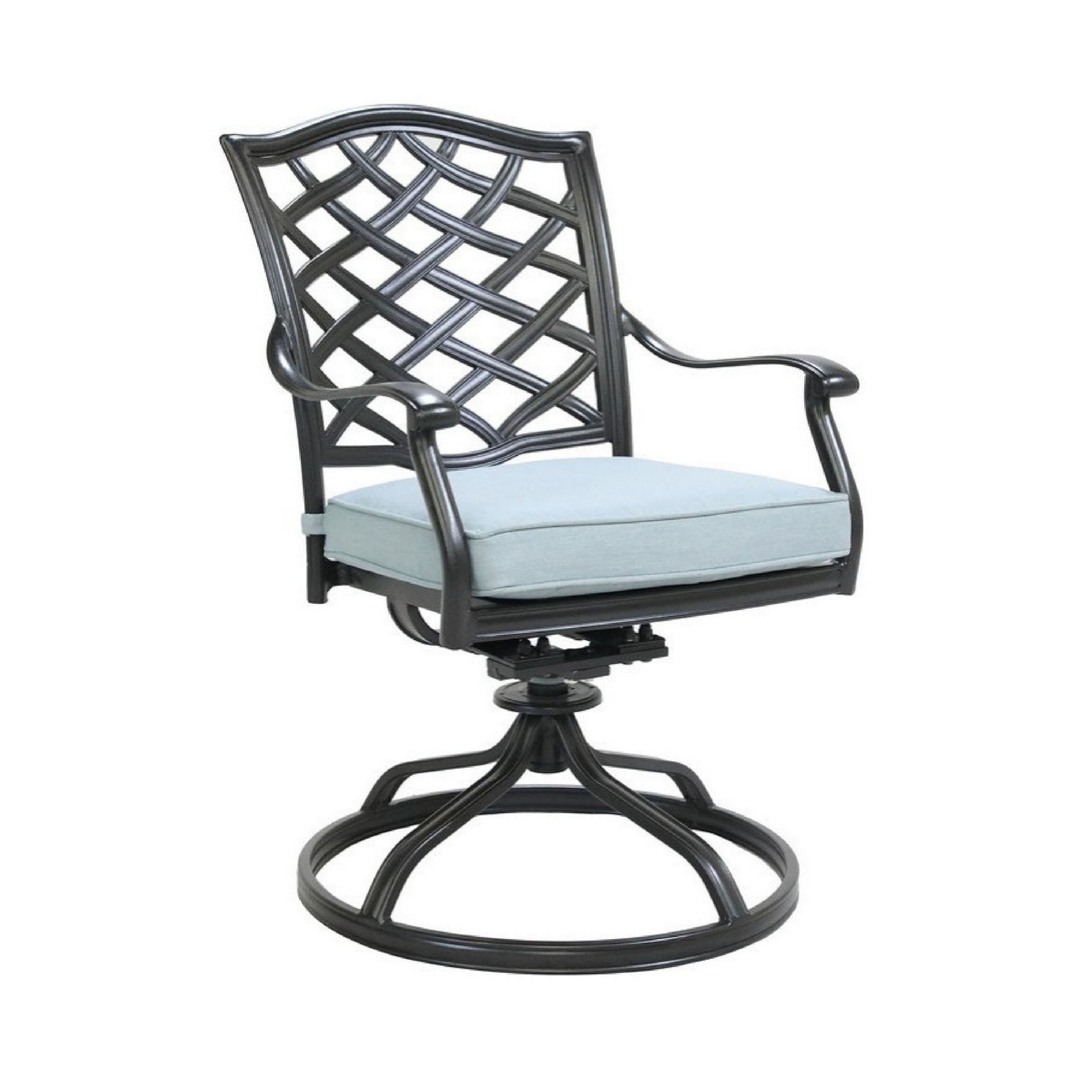 Benjara Wynn Outdoor Metal Dining Swivel Chair, Set of 2, Light Blue