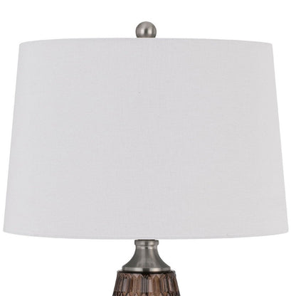 Benjara 31 Inch Glass Table Lamp with Dimmer, Geometric Base, Brown