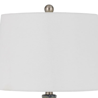 Benjara 25 Inch Onion Table Lamp with Ribbed Texture And Dimmer, Distressed Stone