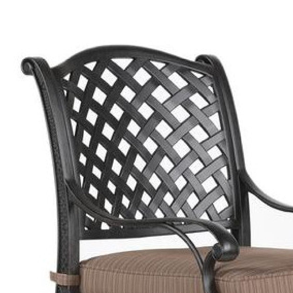 Benjara 49 Inch Zoe Swivel Outdoor Bar Stool, Set of 2, Black And Brown