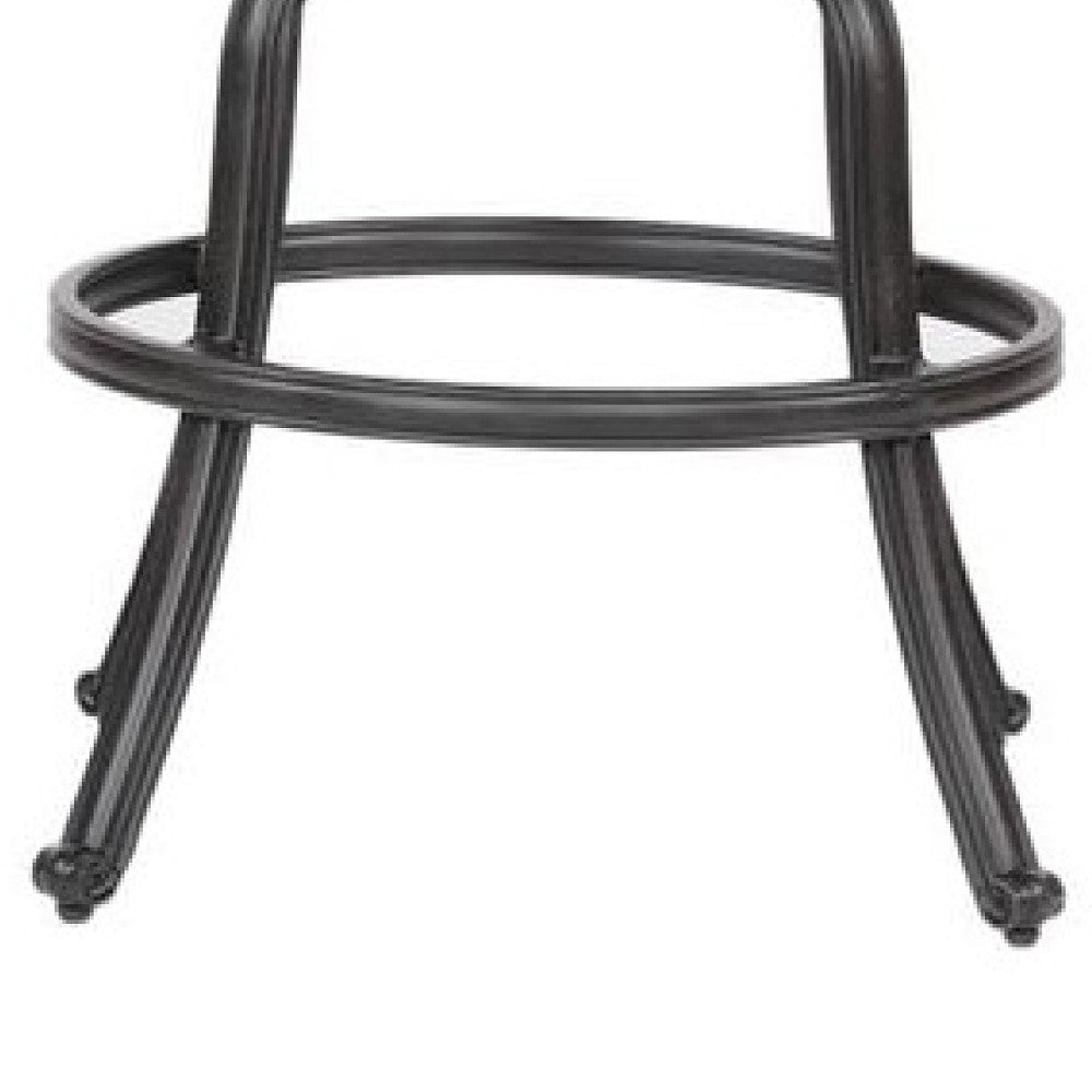 Benjara 49 Inch Zoe Swivel Outdoor Bar Stool, Set of 2, Black And Brown