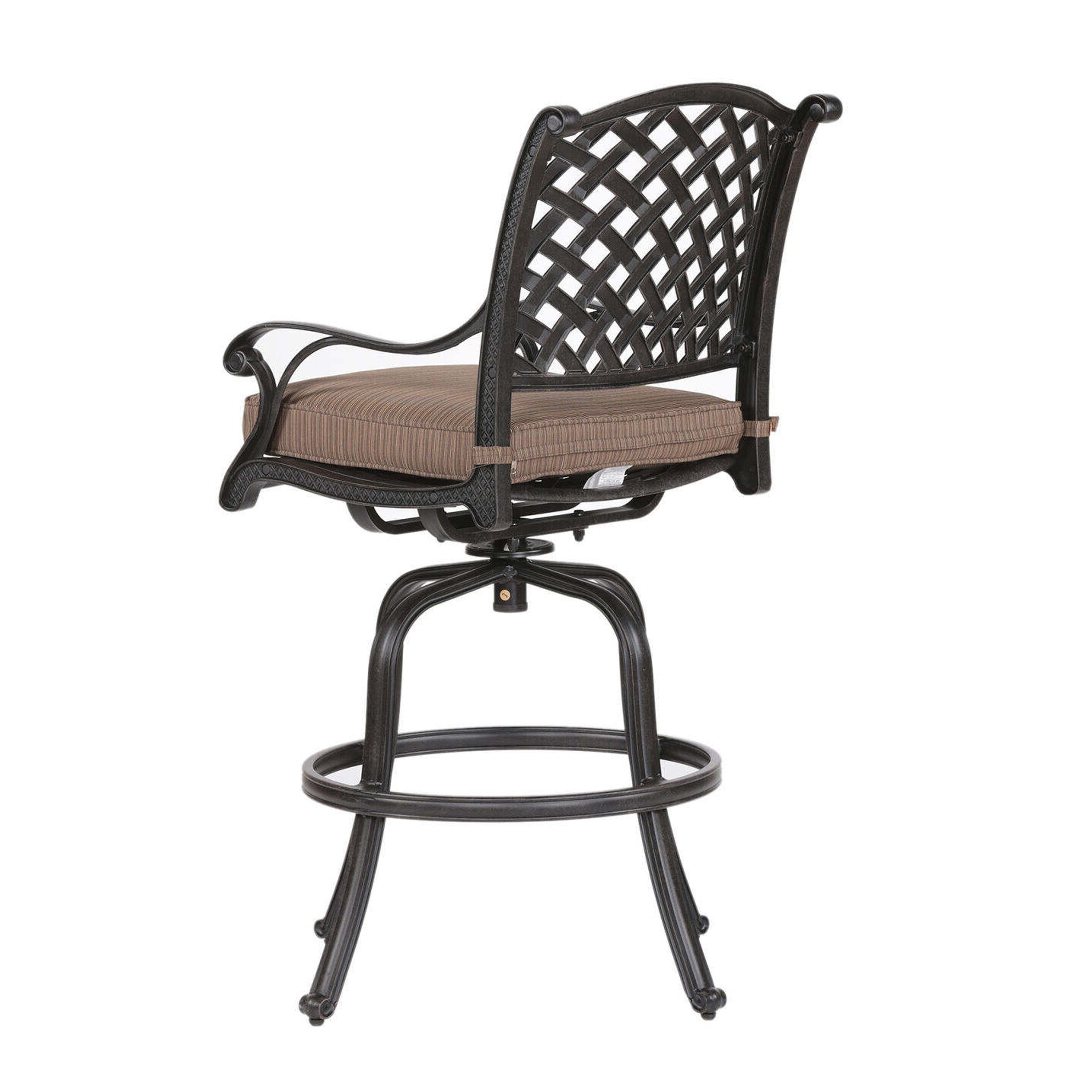 Benjara 49 Inch Zoe Swivel Outdoor Bar Stool, Set of 2, Black And Brown