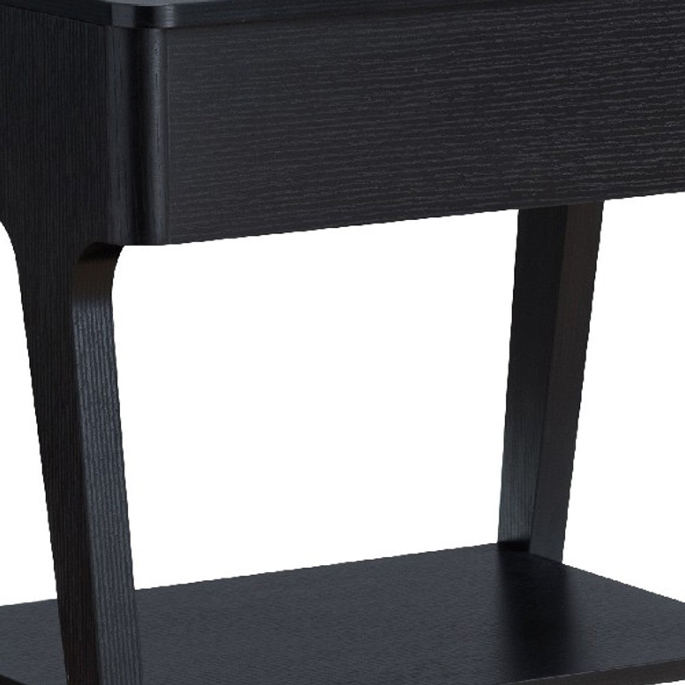 Benjara 22 Inch Edward End Table with Lift Top And Bottom Shelf, Black