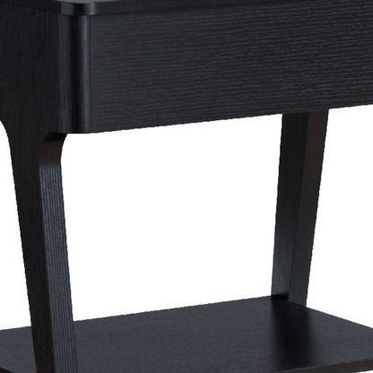 Benjara 22 Inch Edward End Table with Lift Top And Bottom Shelf, Black