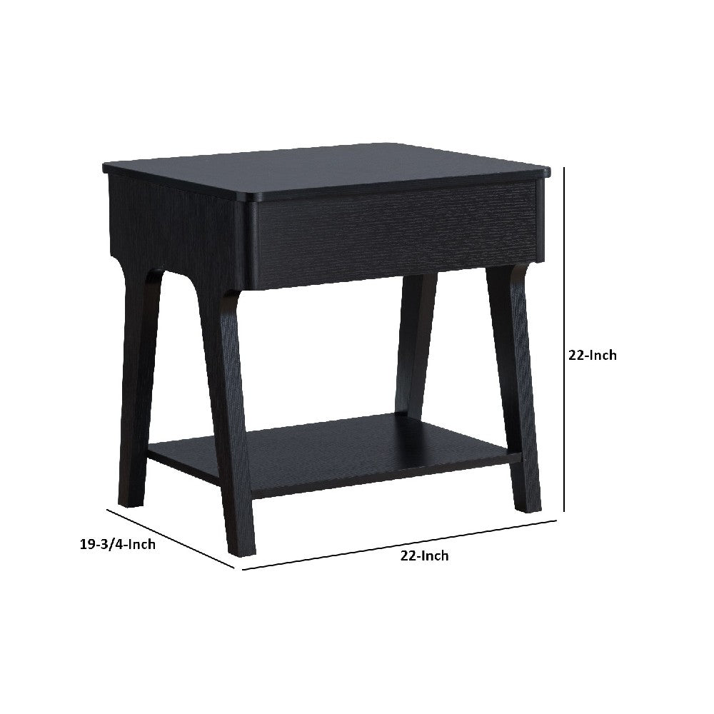 Benjara 22 Inch Edward End Table with Lift Top And Bottom Shelf, Black