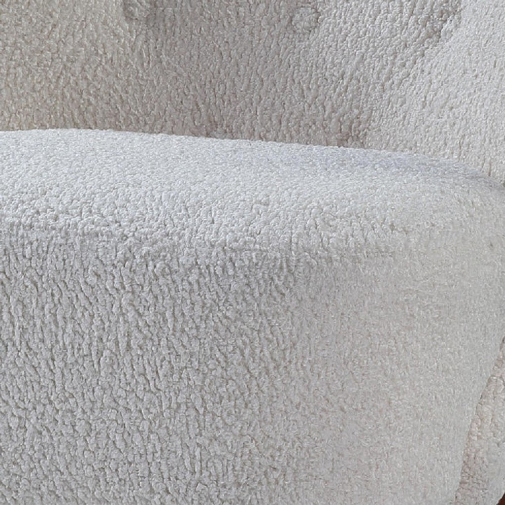 Benjara 34 Inch Modern Tufted Wingback Accent Chair, Teddy Sherpa Fabric, White