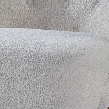 Benjara 34 Inch Modern Tufted Wingback Accent Chair, Teddy Sherpa Fabric, White