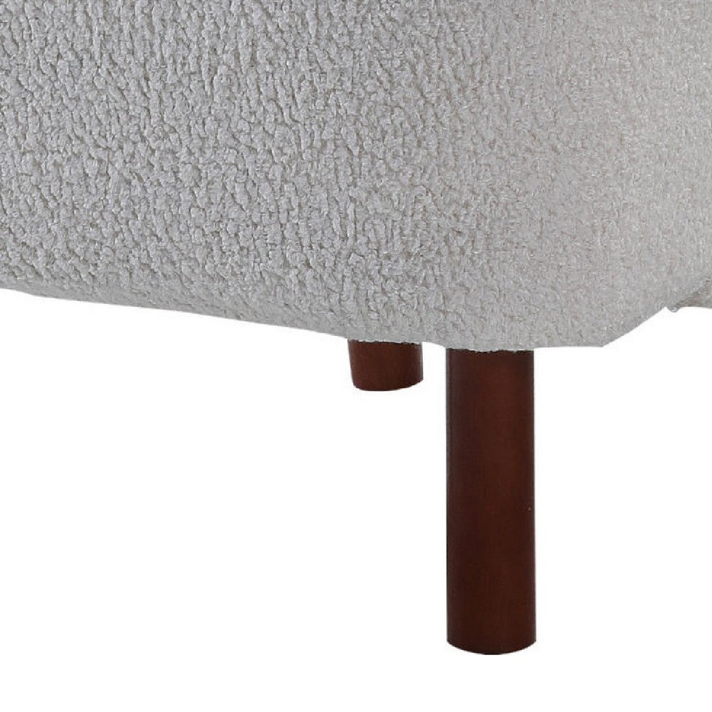 Benjara 34 Inch Modern Tufted Wingback Accent Chair, Teddy Sherpa Fabric, White
