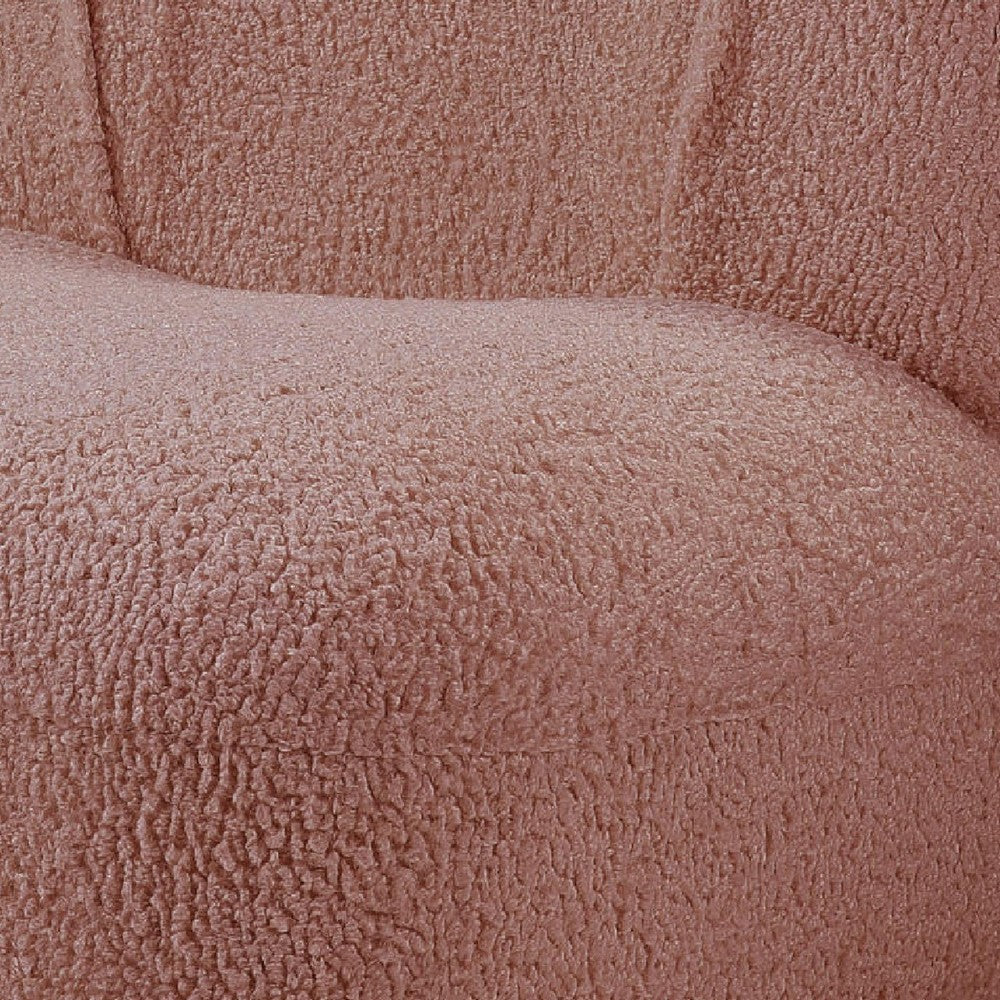 Benjara 27 Inch Teddy Sherpa Fabric Curved Accent Chair, Swivel Function, Pink