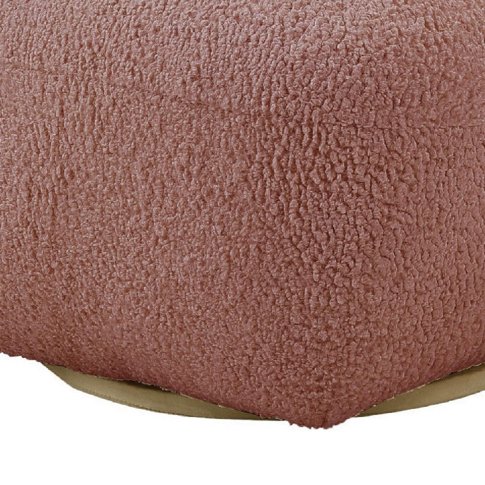 Benjara 27 Inch Teddy Sherpa Fabric Curved Accent Chair, Swivel Function, Pink