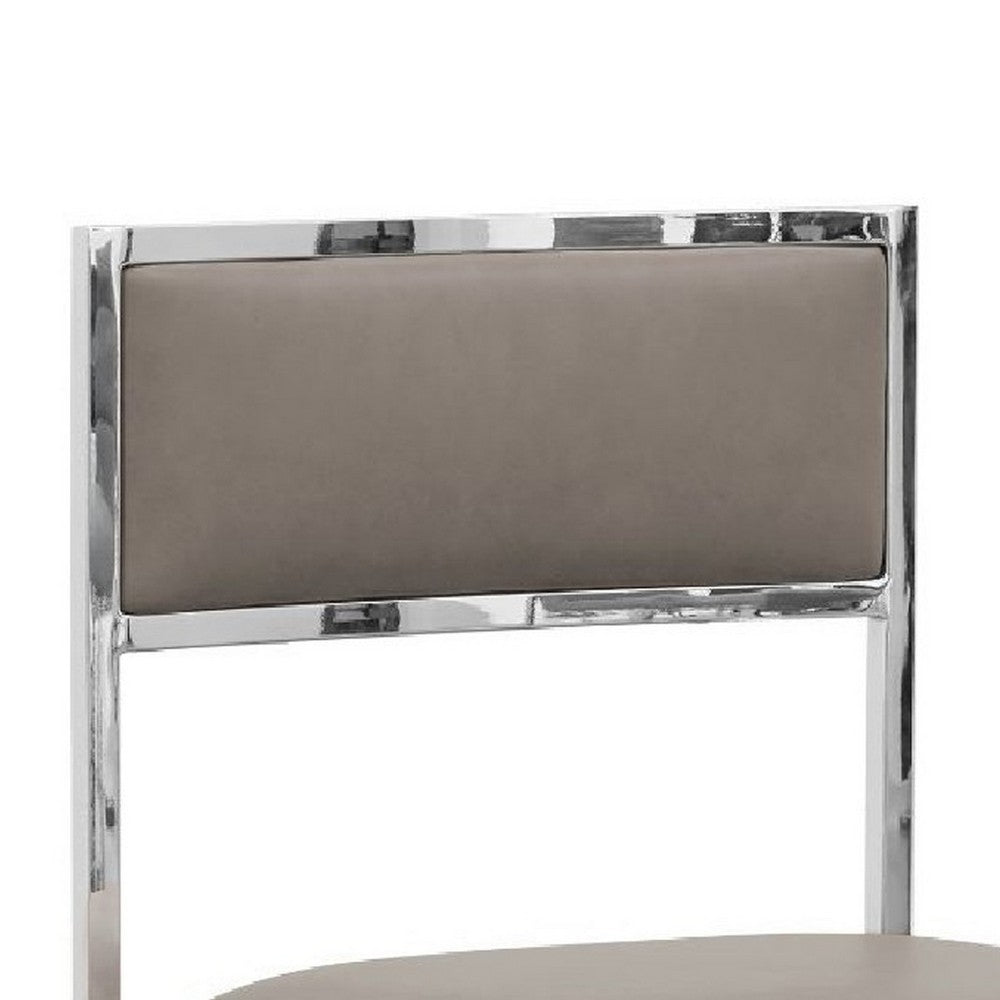 Benjara Eun 20 Inch Faux Leather Dining Chair, Chrome Base, Set of 2, Gray