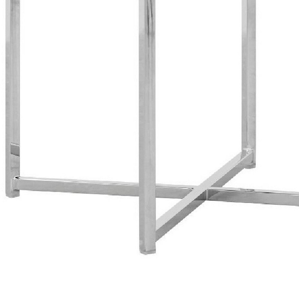 Benjara Eun 20 Inch Faux Leather Dining Chair, Chrome Base, Set of 2, Gray