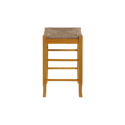 Benjara Chris 24 Inch Counter Stool with Wood Frame, Handwoven Rush Seat, Oak Brown