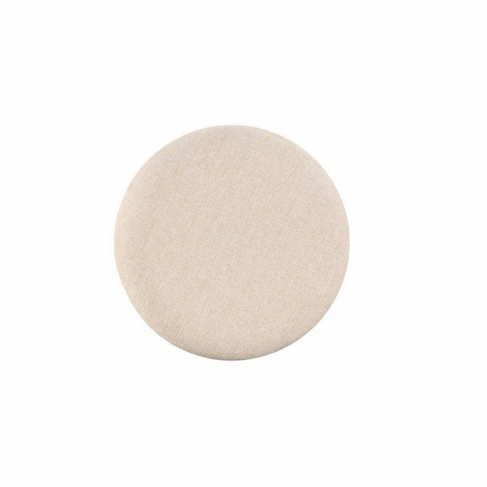 Benjara Liam 24 Inch Wood Counter Stool, Swivel Seat, High Density Foam Cushion, Ivory