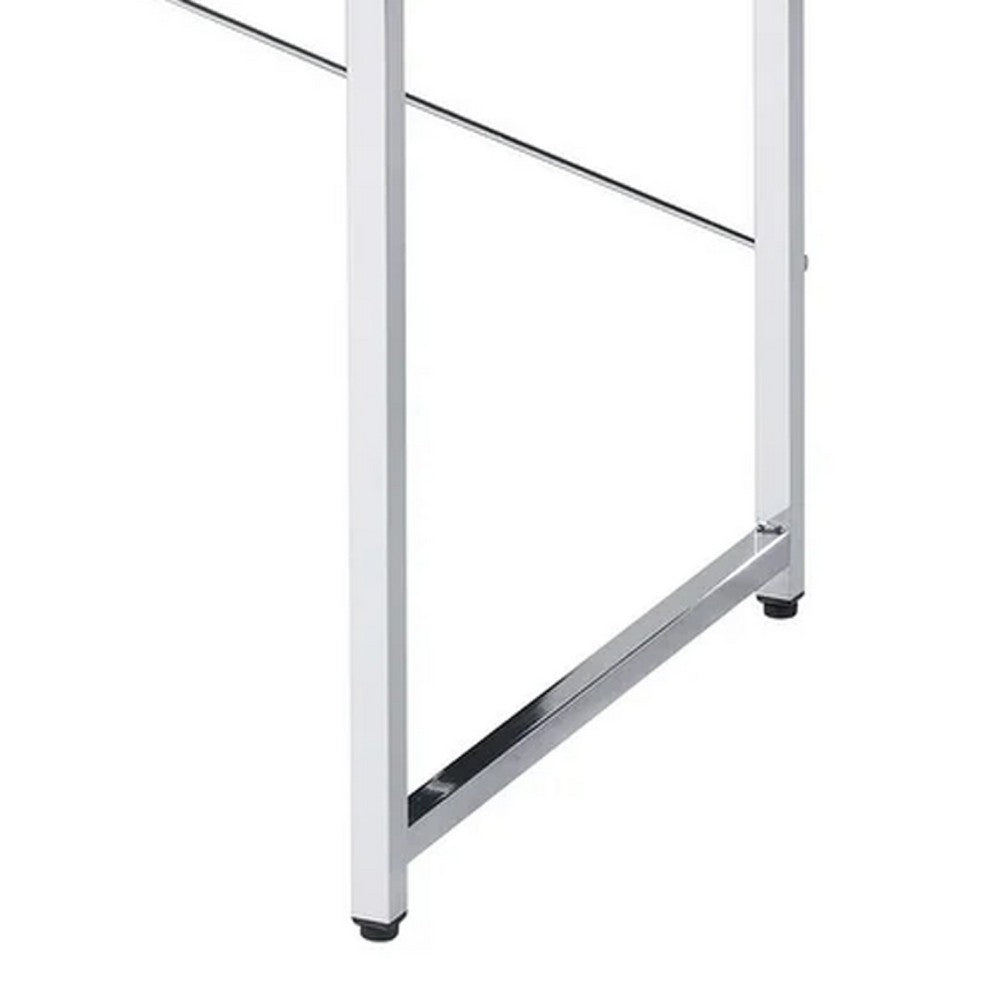 Benjara Mayo 47 Inch Rectangular Desk Console Table, Crossed Bars, Black, Chrome