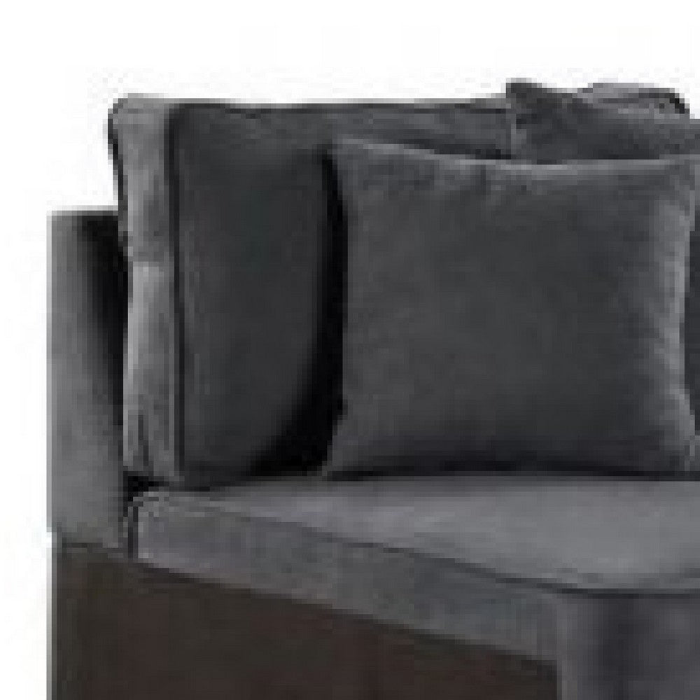 Benjara 29 Inch Modular Chair, Pocket Coil, 2 Pillows, Dark Charcoal Gray