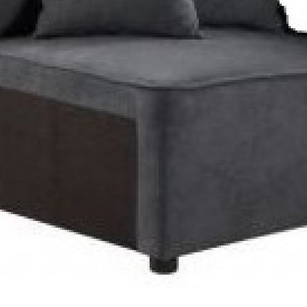 Benjara 29 Inch Modular Chair, Pocket Coil, 2 Pillows, Dark Charcoal Gray