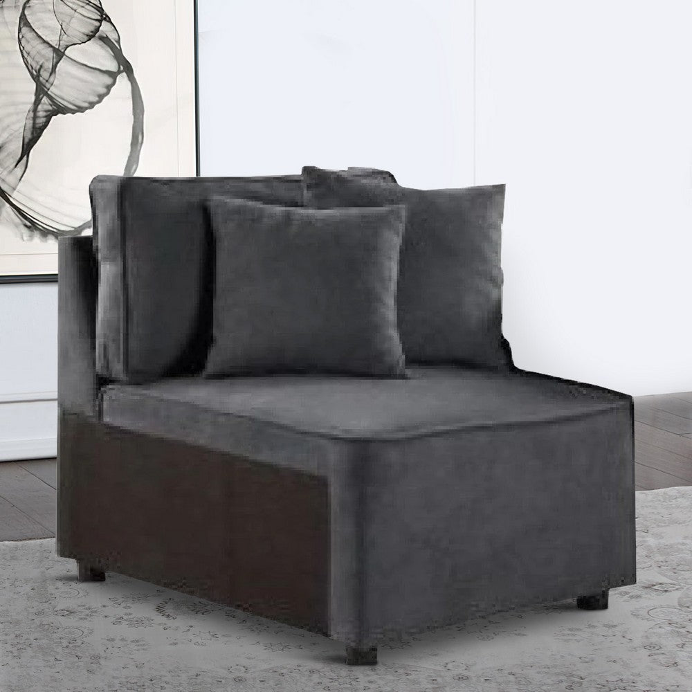 Benjara 29 Inch Modular Chair, Pocket Coil, 2 Pillows, Dark Charcoal Gray