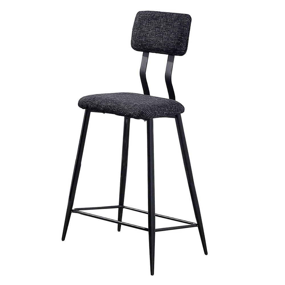 Benjara 30 Inch Bar Height Chair, Padded Seating, Metal Legs, Black
