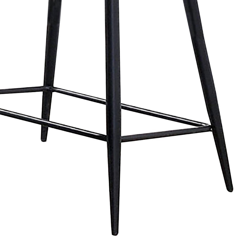 Benjara 30 Inch Bar Height Chair, Padded Seating, Metal Legs, Black