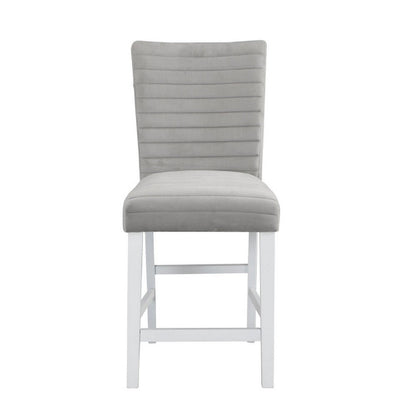 Benjara Zav 19 Inch Upholstered Counter Chair, Channel Stitching, Set of 2, Gray