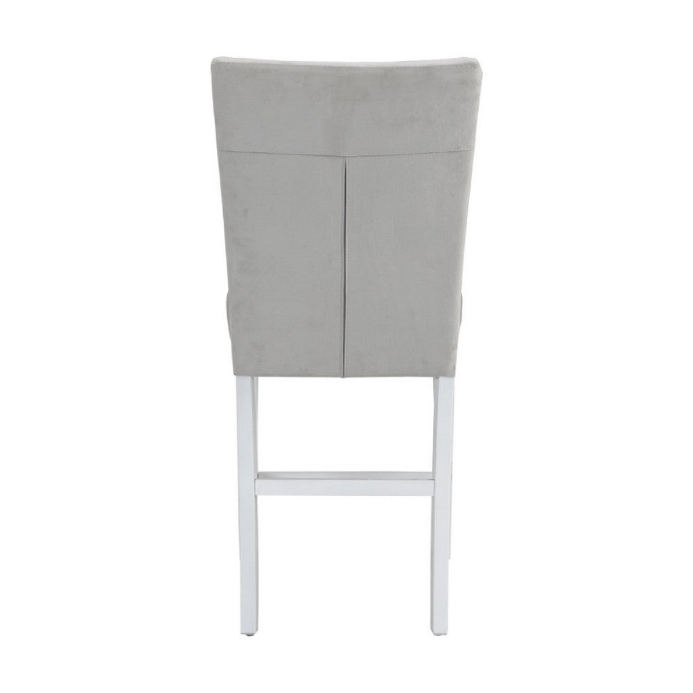 Benjara Zav 19 Inch Upholstered Counter Chair, Channel Stitching, Set of 2, Gray