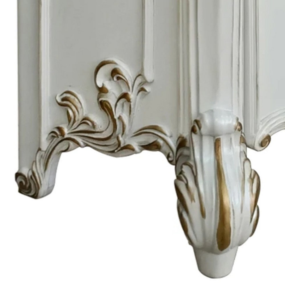 Benjara Jess 32 Inch Classic Nightstand, 2 Drawers, Molded Trim, Wood, White