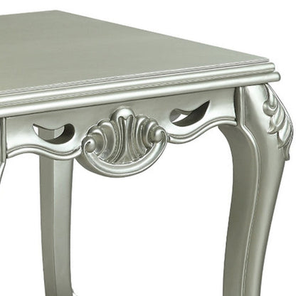 Benjara Usm 27 Inch Classic End Table, Floral Trim Cabriole, Wood, Champagne
