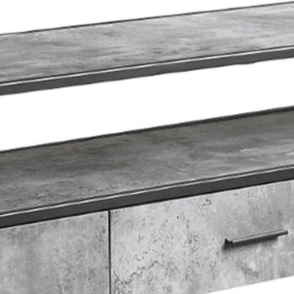 Benjara Ish 60 Inch Entertainment Center TV Stand, 3 Drawers, Wood, Gray, Black
