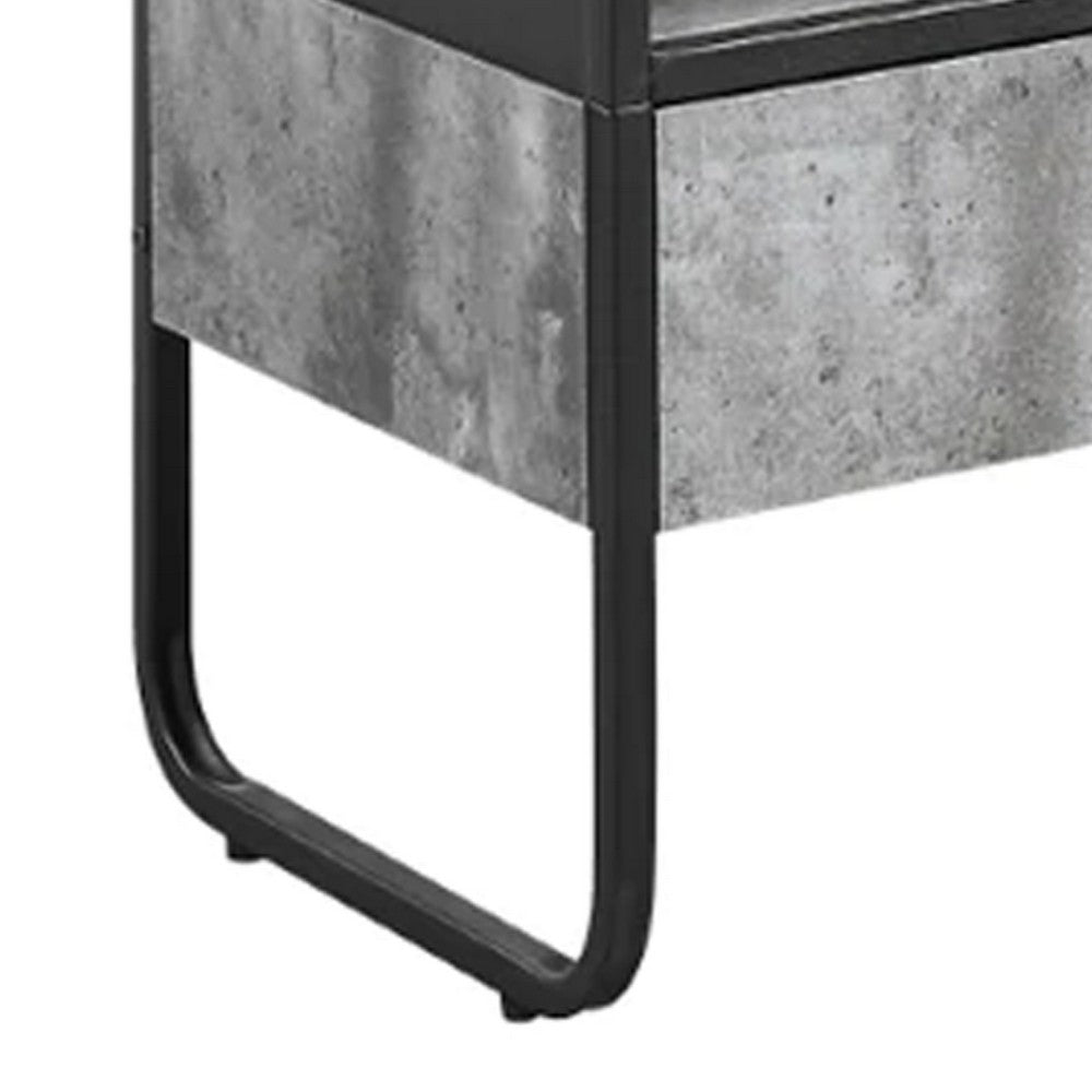 Benjara Ish 60 Inch Entertainment Center TV Stand, 3 Drawers, Wood, Gray, Black