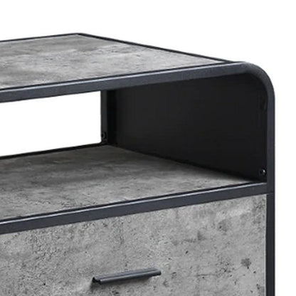 Benjara Ish 39 Inch Entertainment Center TV Stand, 2 Drawers, Wood, Gray, Black
