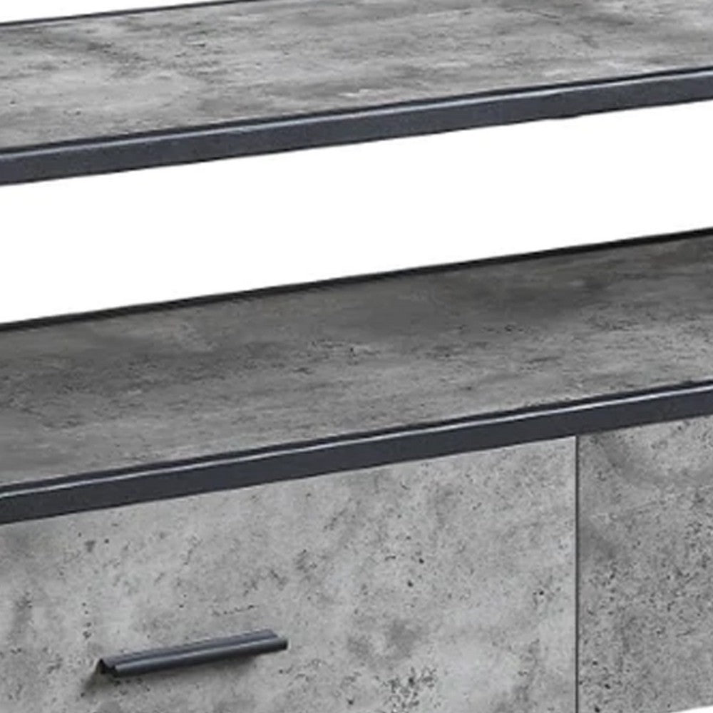 Benjara Ish 39 Inch Entertainment Center TV Stand, 2 Drawers, Wood, Gray, Black